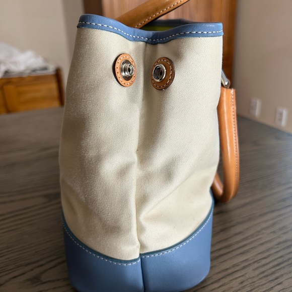 Vintage Coach Canvas & Blue Leather Bag - Picture 4 of 13